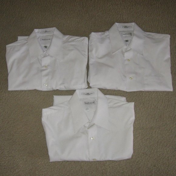 Van Heusen Short Sleeve Dress Shirt White Sz 15.5 Lot of 3 - Picture 2 of 16